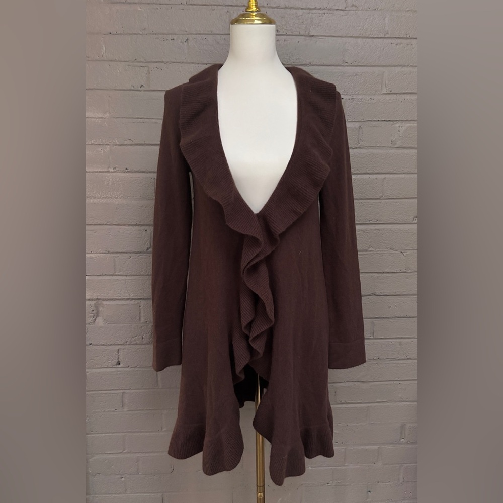 Lilly Pulitzer Cashmere Brown Ruffled Sweater